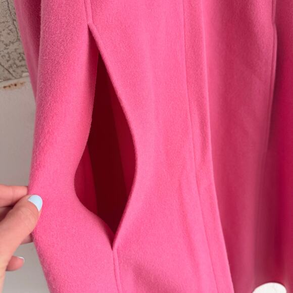 Vtg 90s Cape Coat Pink 100% Wool Swing Overcoat Button Front Poncho Capelet Glam - Picture 5 of 10